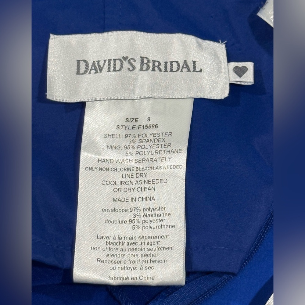 David's Bridal womens Royal Blue Strapless Maxi Dress Size 8 - Picture 8 of 14